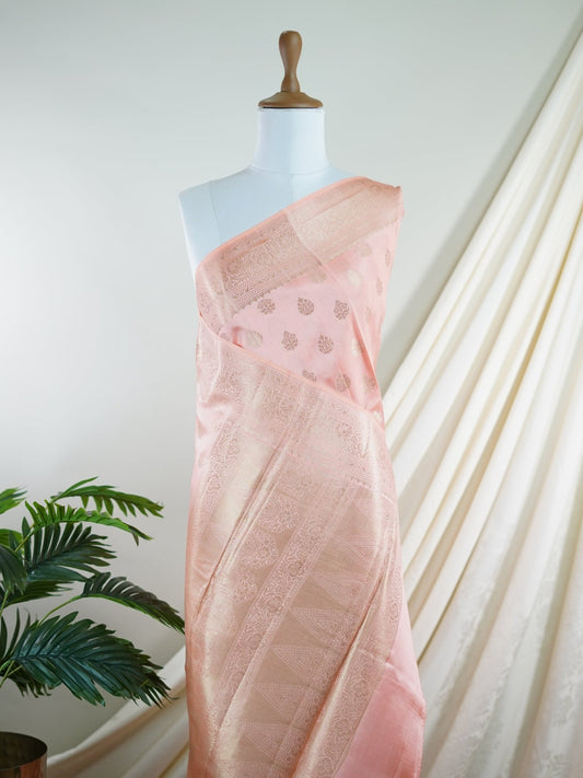 Chiniya Silk Oange 100% Pure Chiniya Silk  - Manoranjitham Weaves - Handloom Store