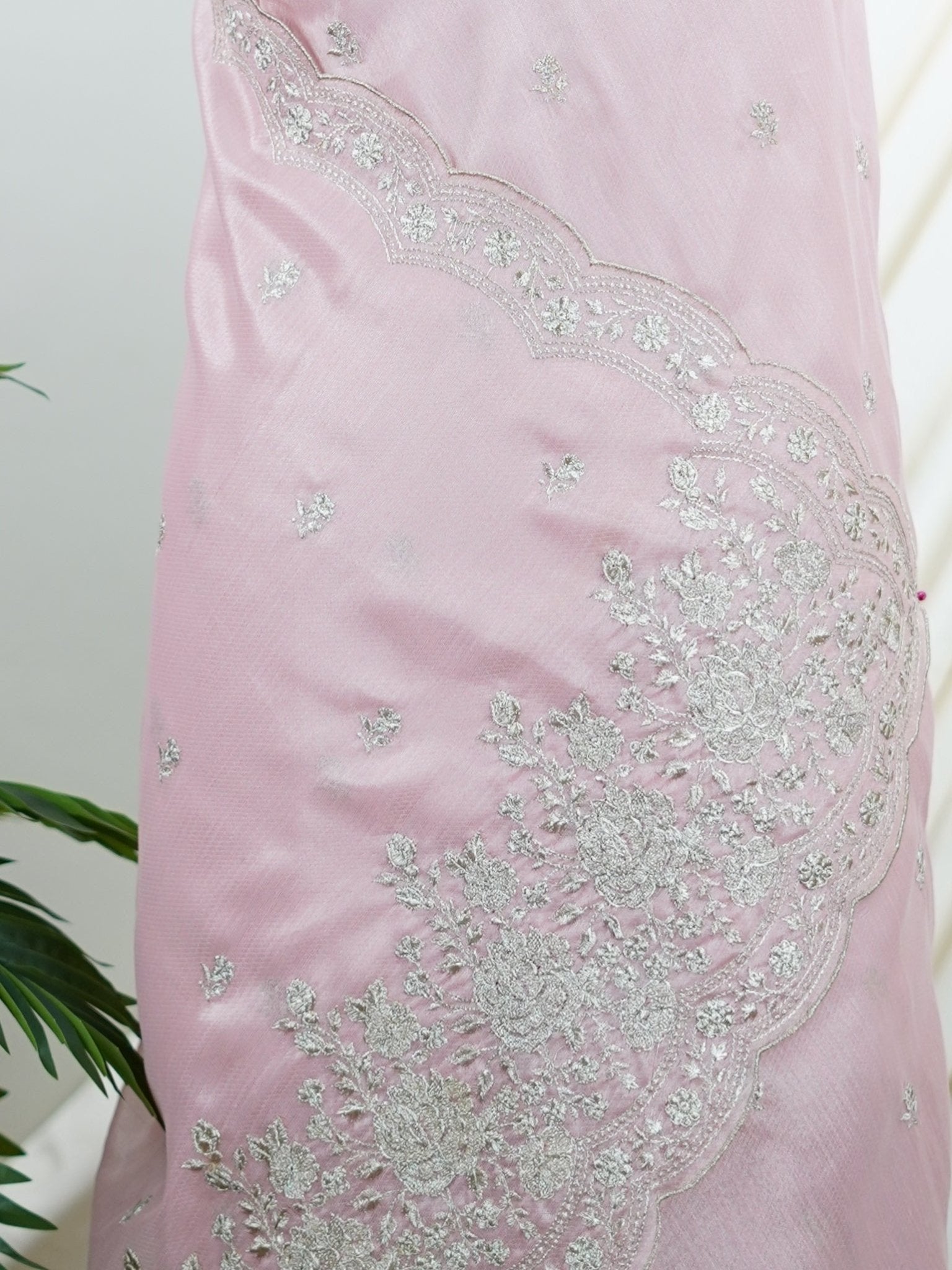 Katan Pink 100% Pure Tissue - Manoranjitham Weaves - Handloom Store