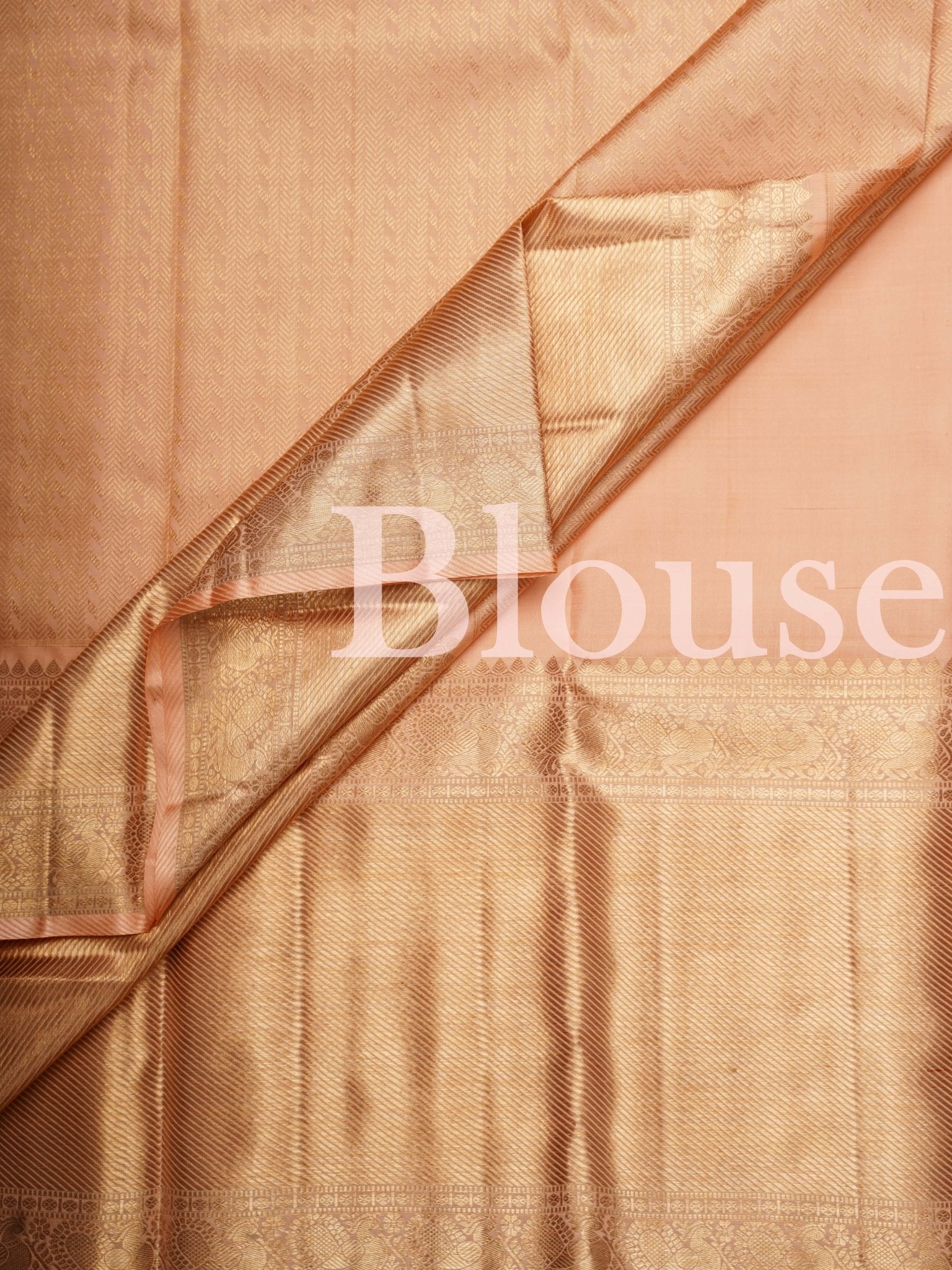Kanchipuram Silk Peach  100% Pure Silk  - Manoranjitham Weaves - Handloom Store