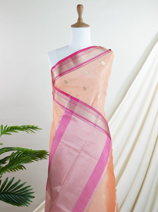 Fancy Orange Kota - Manoranjitham Weaves - Handloom Store