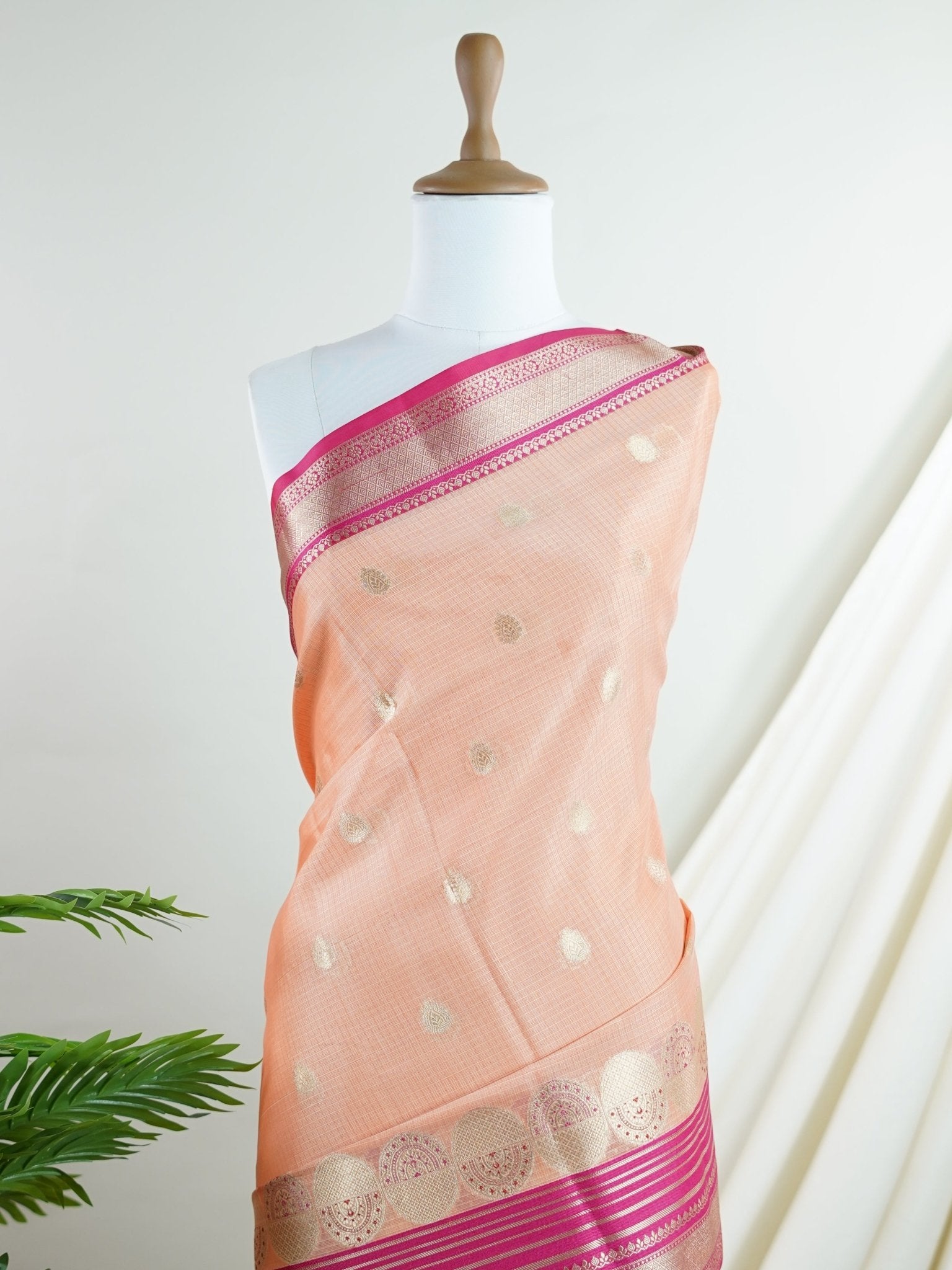 Fancy Orange Kota - Manoranjitham Weaves - Handloom Store