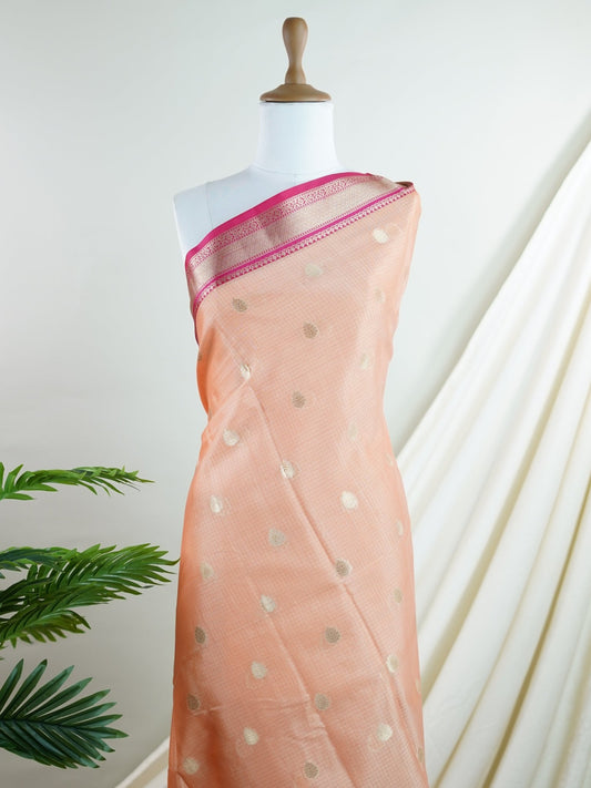 Fancy Orange Kota - Manoranjitham Weaves - Handloom Store