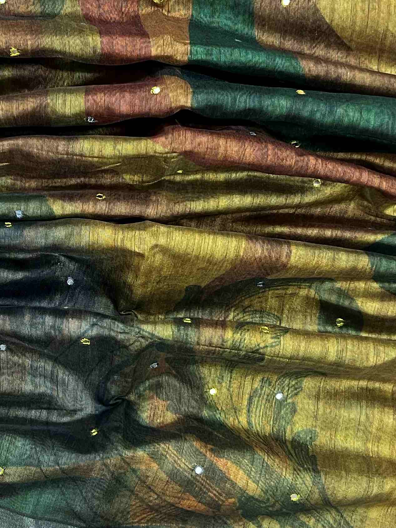 Tussars Handwoven by skilled artisans of Rajasthan, this Semi Tussar saree in Brown blends traditional elegance with intricate Semi Pure Zari zari work. A truly stunning drape for special occasions. The interplay of colors and craftsmanship makes it a treasured piece for every saree connoisseur. Rageshree - Art Silk saree - Manoranjitham Weaves - Handloom Store
