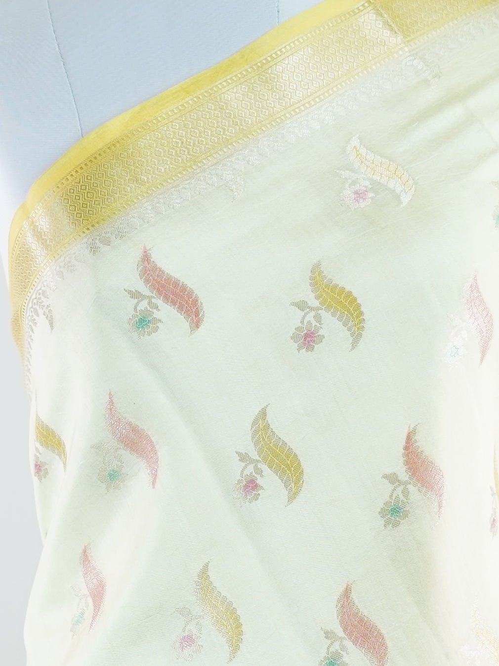 Chiniya Silk Yellow 100% Pure Katan Soft Silk - Manoranjitham Weaves - Handloom Store