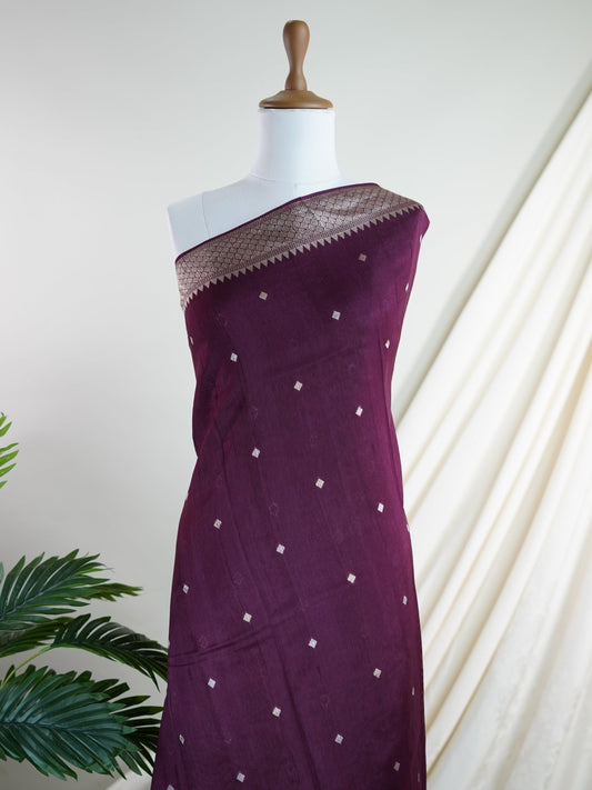 Georgette Maroon Tussar Georgette - Manoranjitham Weaves - Handloom Store