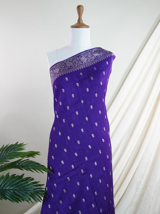 Georgette Purple Tussar Georgette - Manoranjitham Weaves - Handloom Store