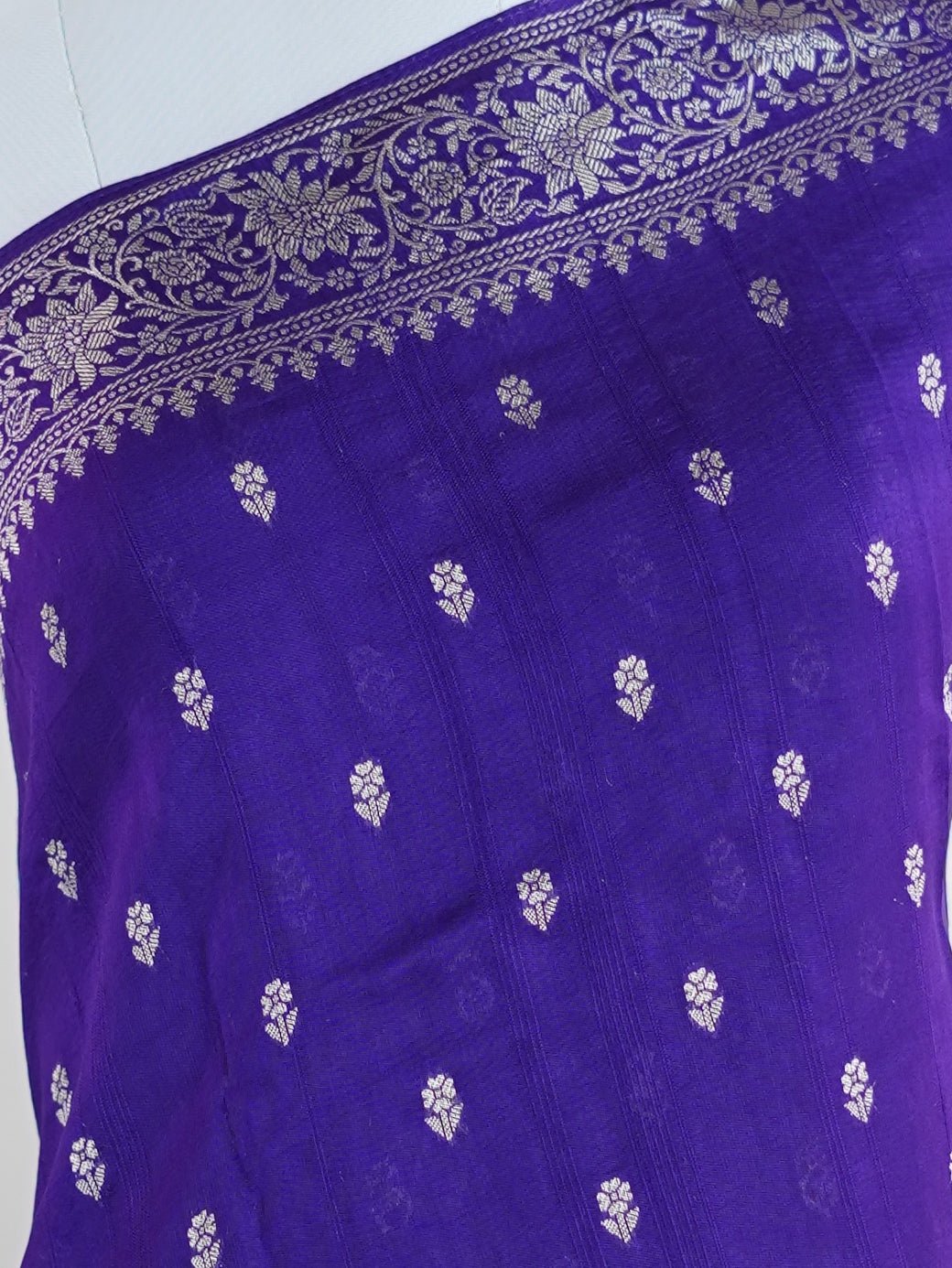 Georgette Purple Tussar Georgette - Manoranjitham Weaves - Handloom Store