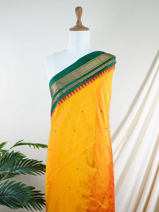 Narayanpet Orange 100% Pure Silk  - Manoranjitham Weaves - Handloom Store