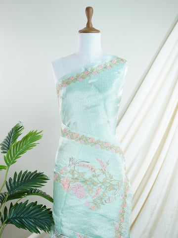 Katan Woven in the storied looms of Varanasi, this tissue saree is a luminous canvas of delicate embroidery. Its gossamer sheen and intricate handwork come together in a drape that feels both weightless and regal. A graceful choice for celebrations that call for quiet opulence. #TissueSaree #EmbroideredElegance #VaranasiHandloom #SheerLuxury #TimelessDrape Rohitha - Manoranjitham Weaves - Handloom Store