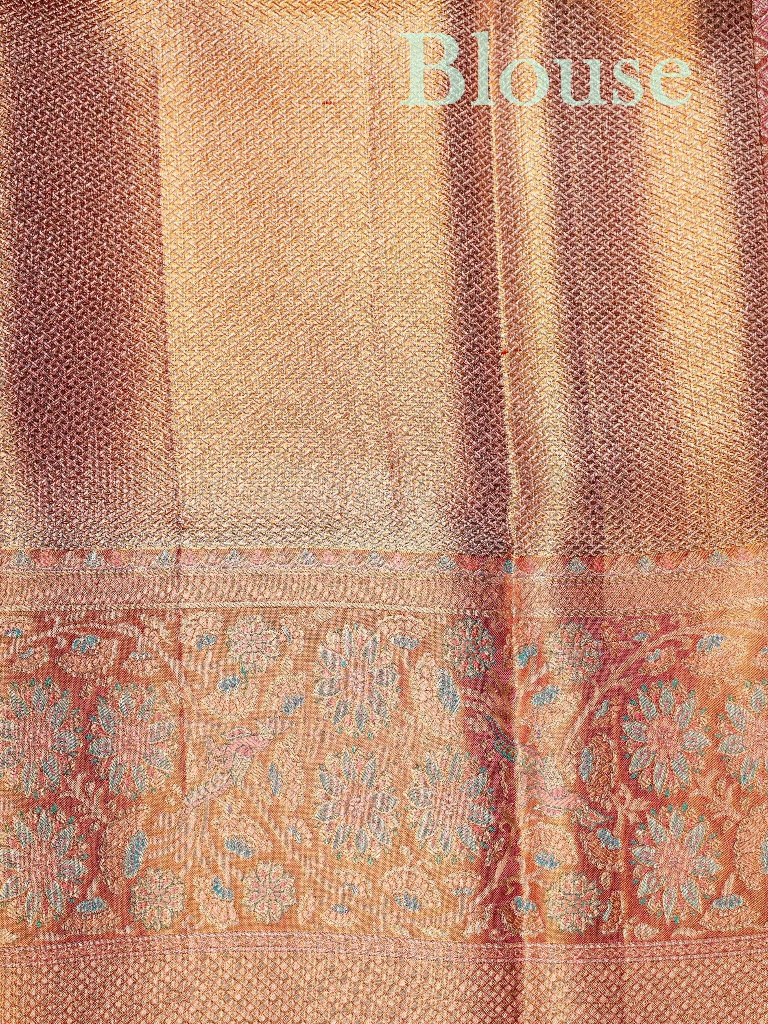 Kanchipuram Silk Handwoven to perfection, this 100% Pure Silk  saree in Red with Red detailing is a tribute to India’s rich weaving traditions. Ideal for weddings and grand occasions. Paraj - Manoranjitham Weaves - Handloom Store