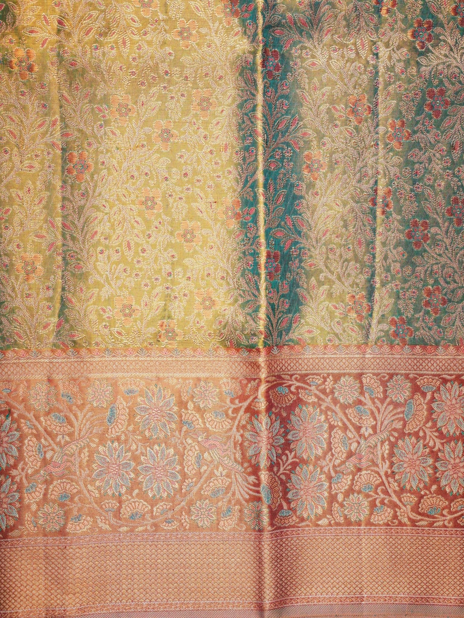 Kanchipuram Silk Handwoven to perfection, this 100% Pure Silk  saree in Red with Red detailing is a tribute to India’s rich weaving traditions. Ideal for weddings and grand occasions. Paraj - Manoranjitham Weaves - Handloom Store