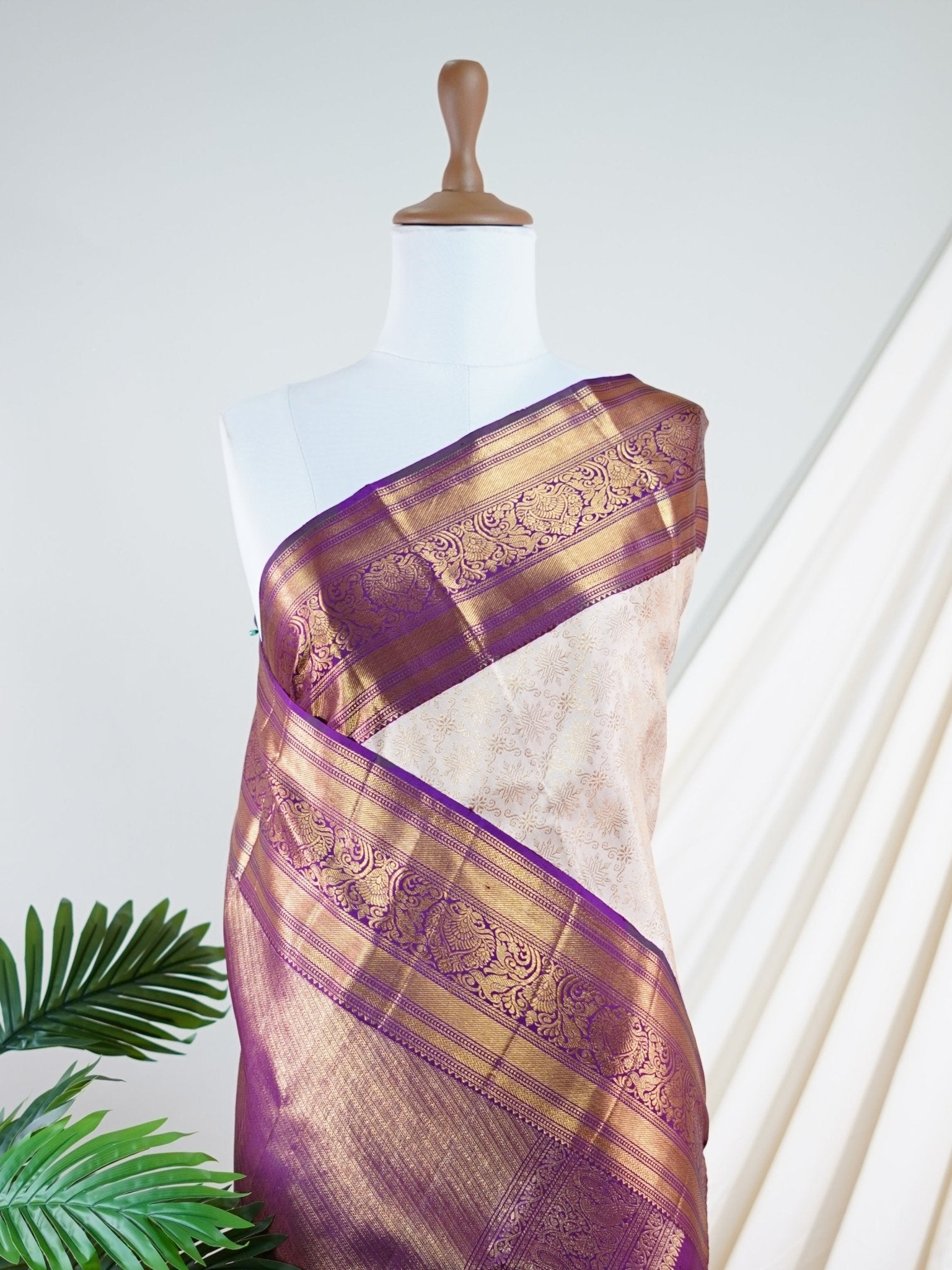 Kanchipuram Silk Pastal Peach 100% Pure Silk  - Manoranjitham Weaves - Handloom Store