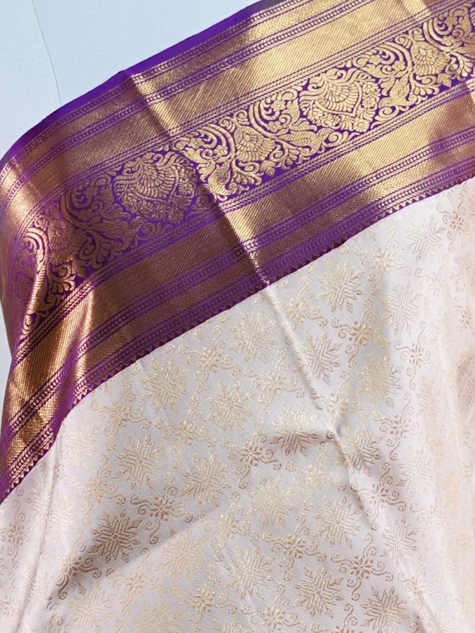 Kanchipuram Silk Pastal Peach 100% Pure Silk  - Manoranjitham Weaves - Handloom Store