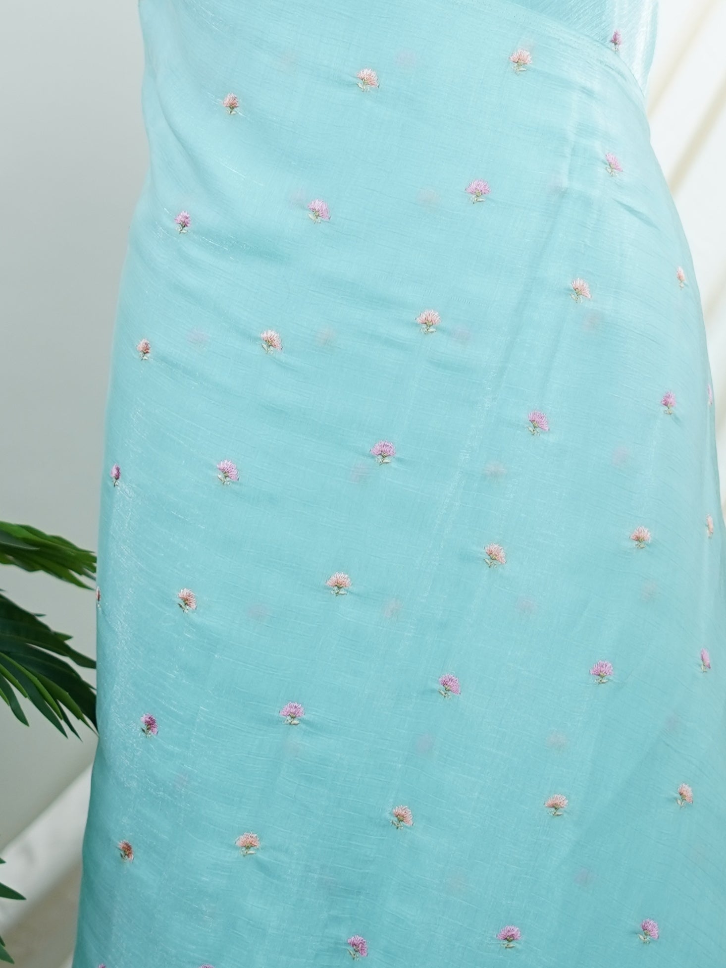 Katan Blue 100% Pure Tissue - Manoranjitham Weaves - Handloom Store