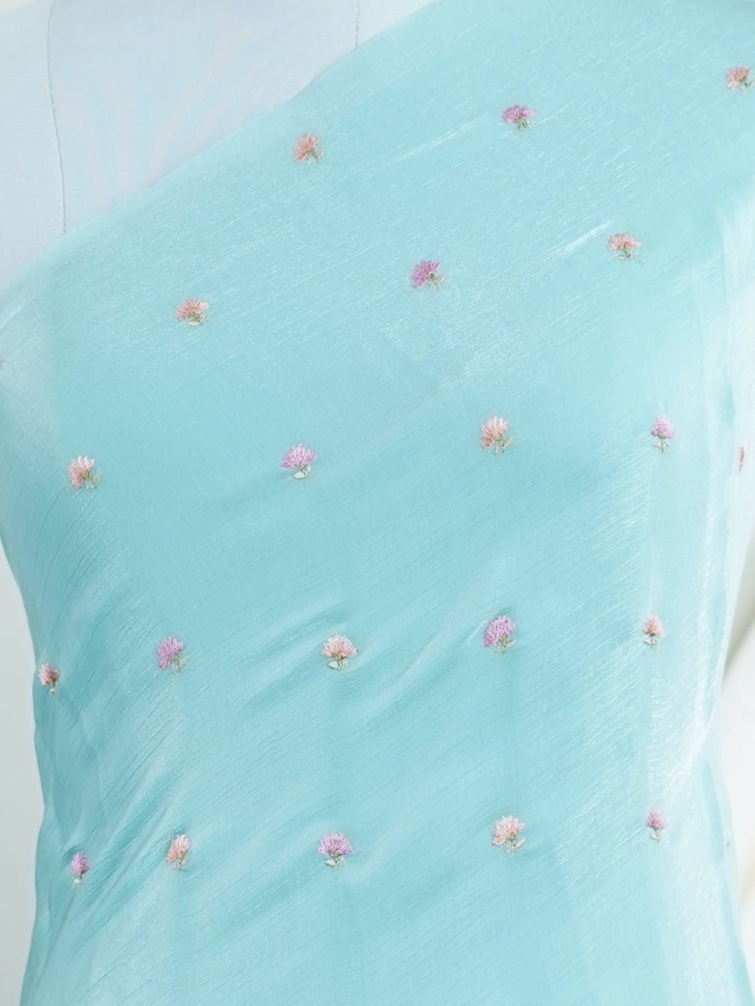 Katan Blue 100% Pure Tissue - Manoranjitham Weaves - Handloom Store