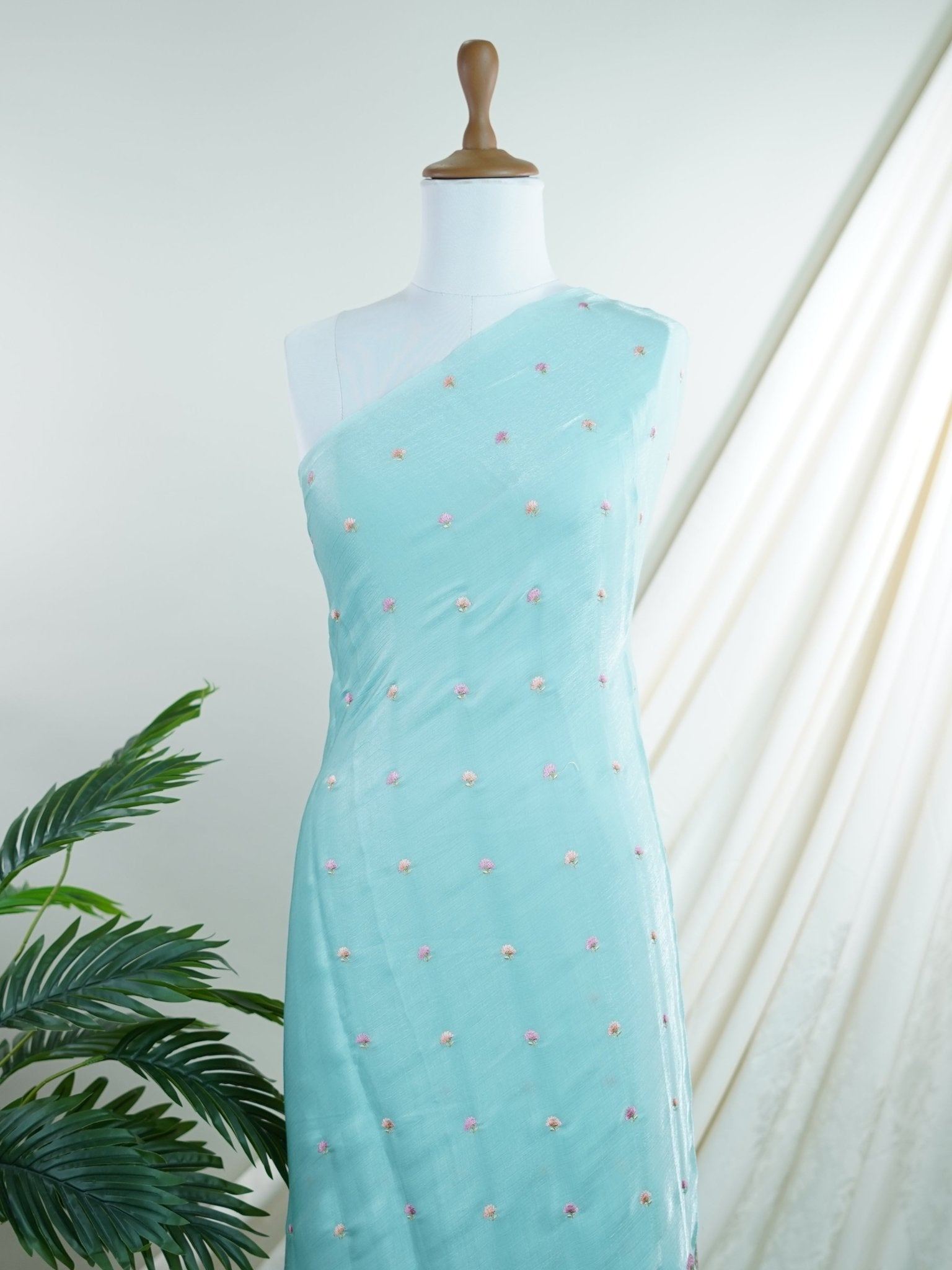 Katan Blue 100% Pure Tissue - Manoranjitham Weaves - Handloom Store