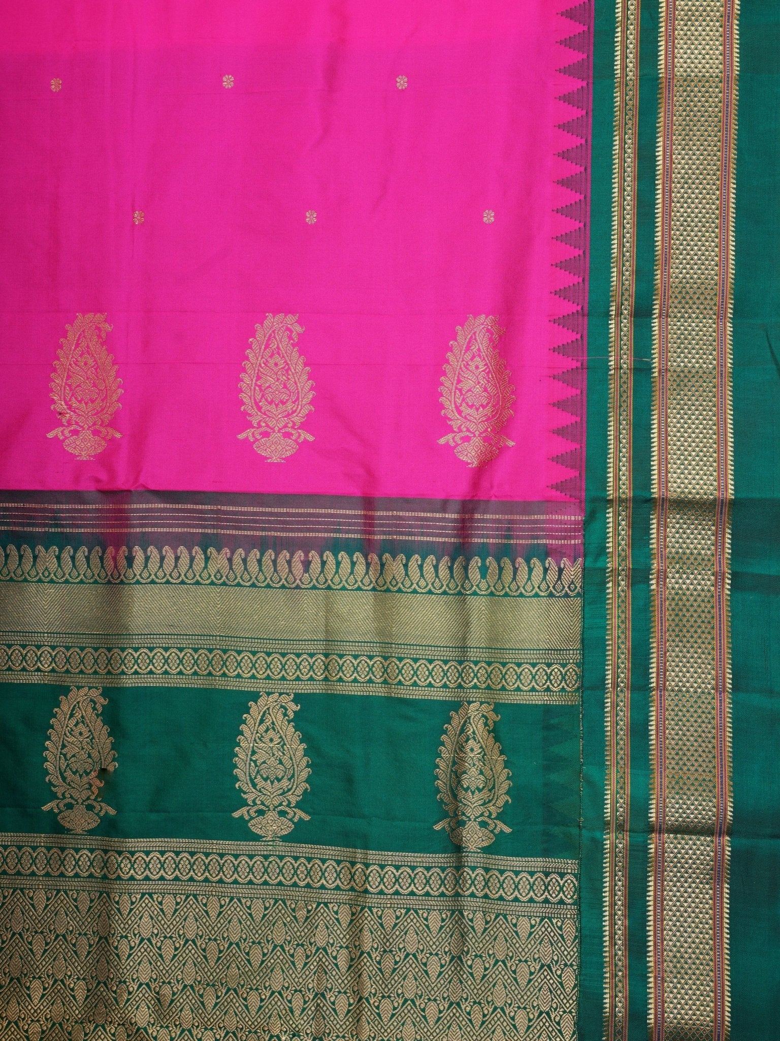 Narayanpet Pink 100% Pure Silk  - Manoranjitham Weaves - Handloom Store