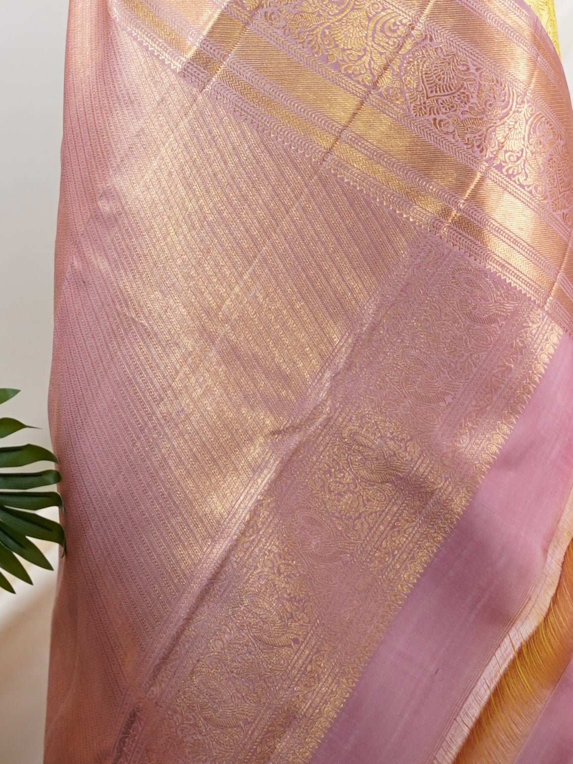 Kanchipuram Silk Yellow  100% Pure Silk  - Manoranjitham Weaves - Handloom Store
