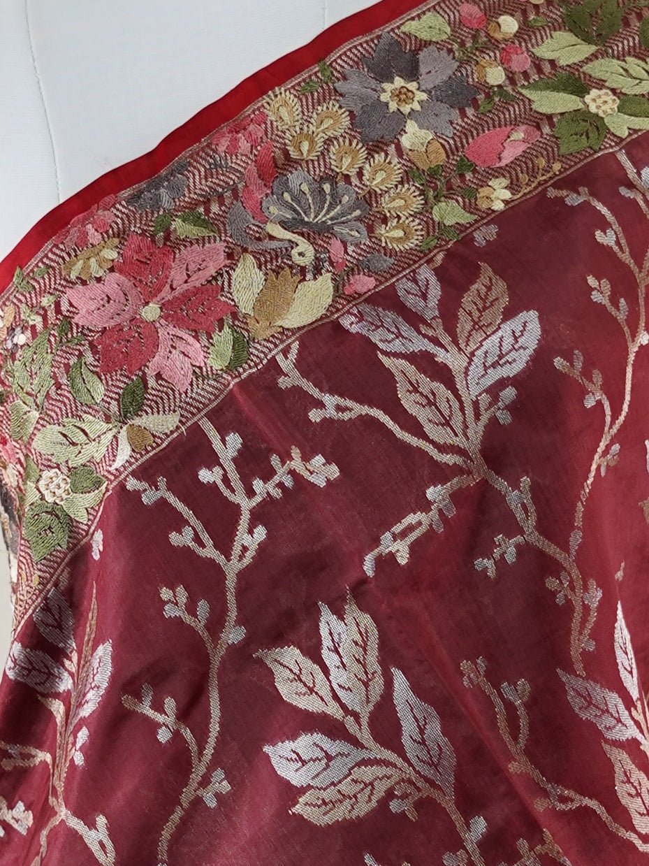 Katan Maroon 100% Pure Silk  - Manoranjitham Weaves - Handloom Store