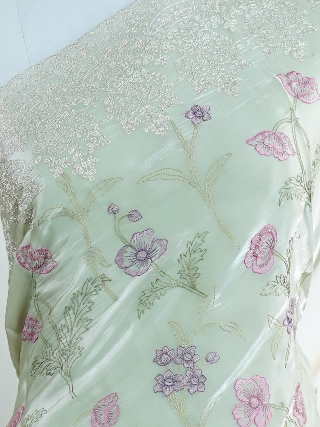 Katan Green 100% Pure Tissue - Manoranjitham Weaves - Handloom Store