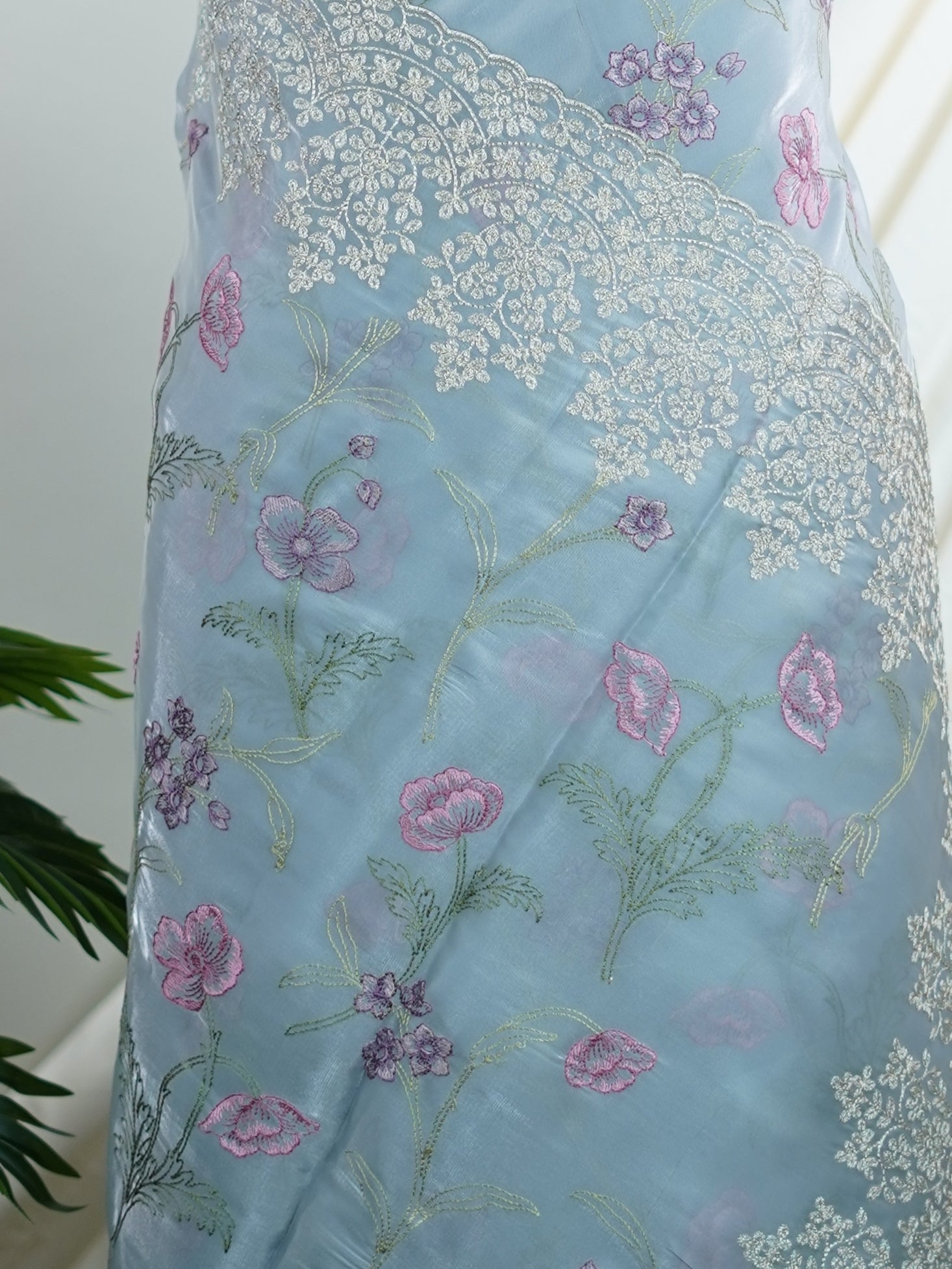 Katan Grey 100% Pure Tissue - Manoranjitham Weaves - Handloom Store