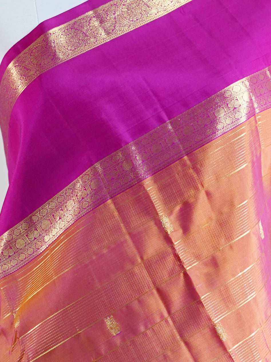 Kanchipuram Silk Peach 100% Pure Silk  - Manoranjitham Weaves - Handloom Store