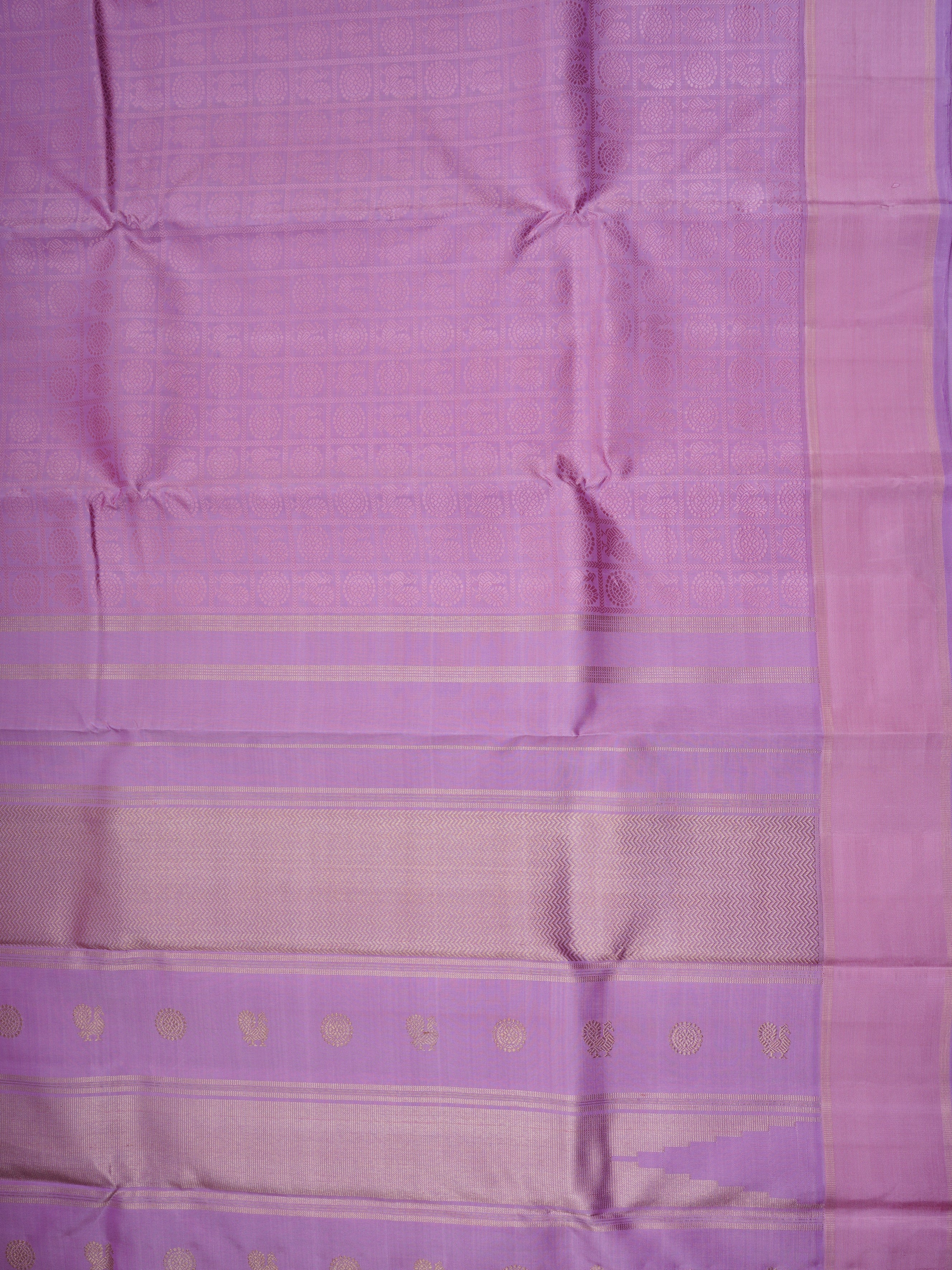 Kanchipuram Silk Lavender 100% Pure Silk  - Manoranjitham Weaves - Handloom Store