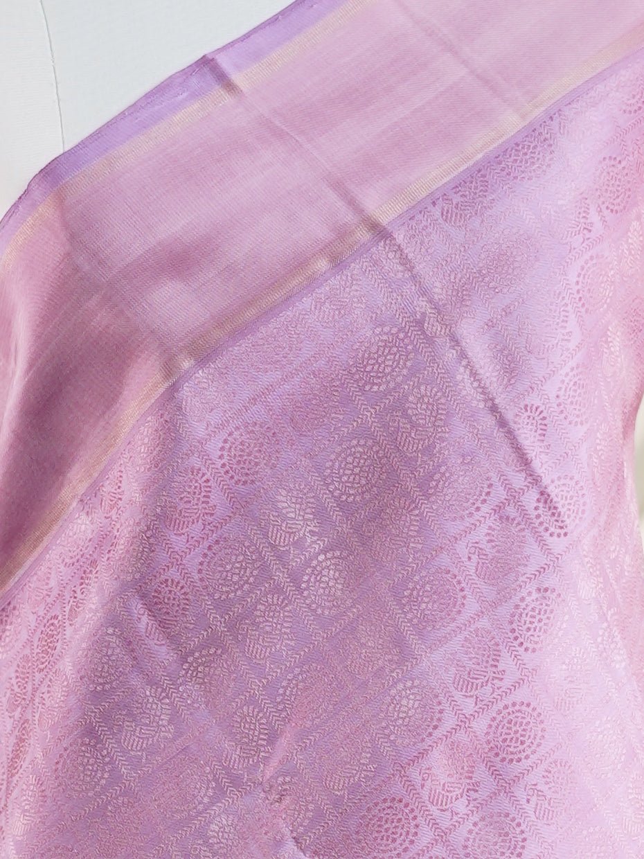 Kanchipuram Silk Lavender 100% Pure Silk  - Manoranjitham Weaves - Handloom Store