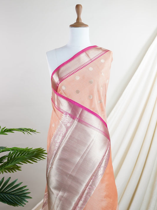 Fancy Orange Kota - Manoranjitham Weaves - Handloom Store