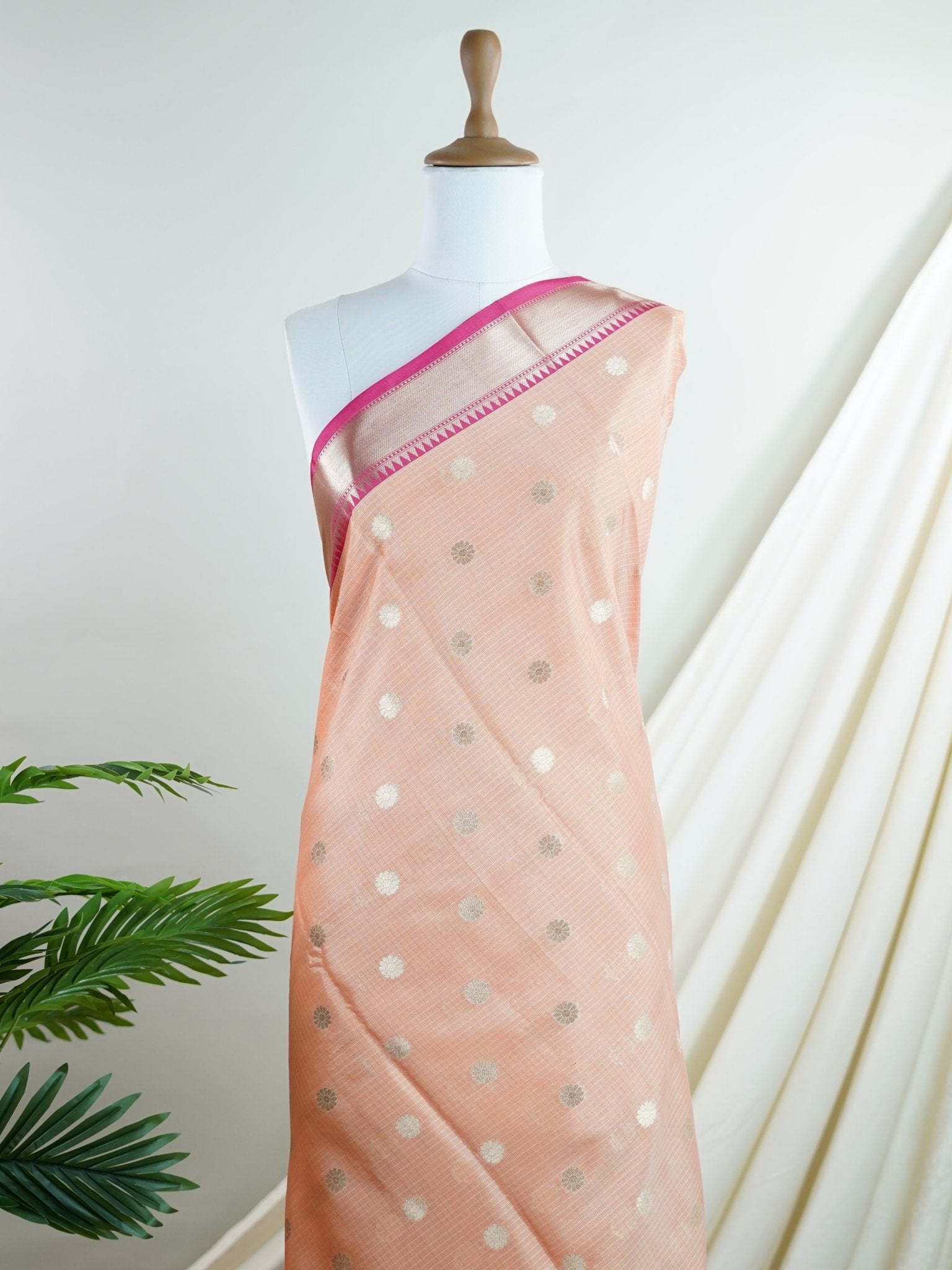 Fancy Orange Kota - Manoranjitham Weaves - Handloom Store