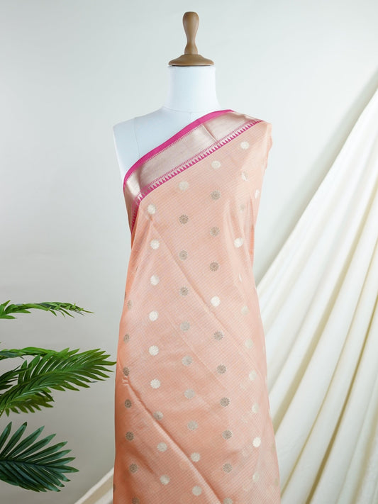 Fancy Orange Kota - Manoranjitham Weaves - Handloom Store