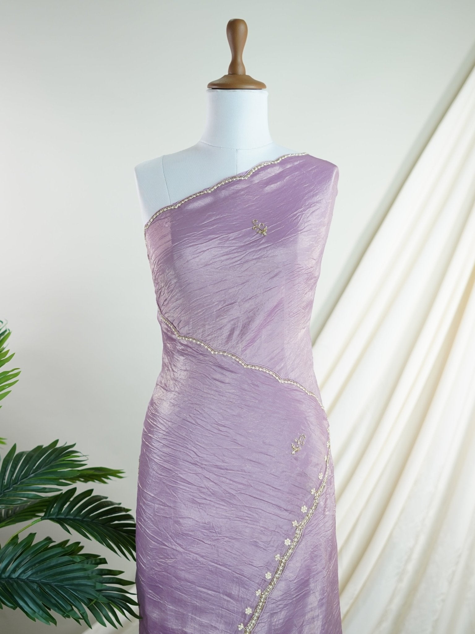 Semi Organza Mauve Semi Organza - Manoranjitham Weaves - Handloom Store