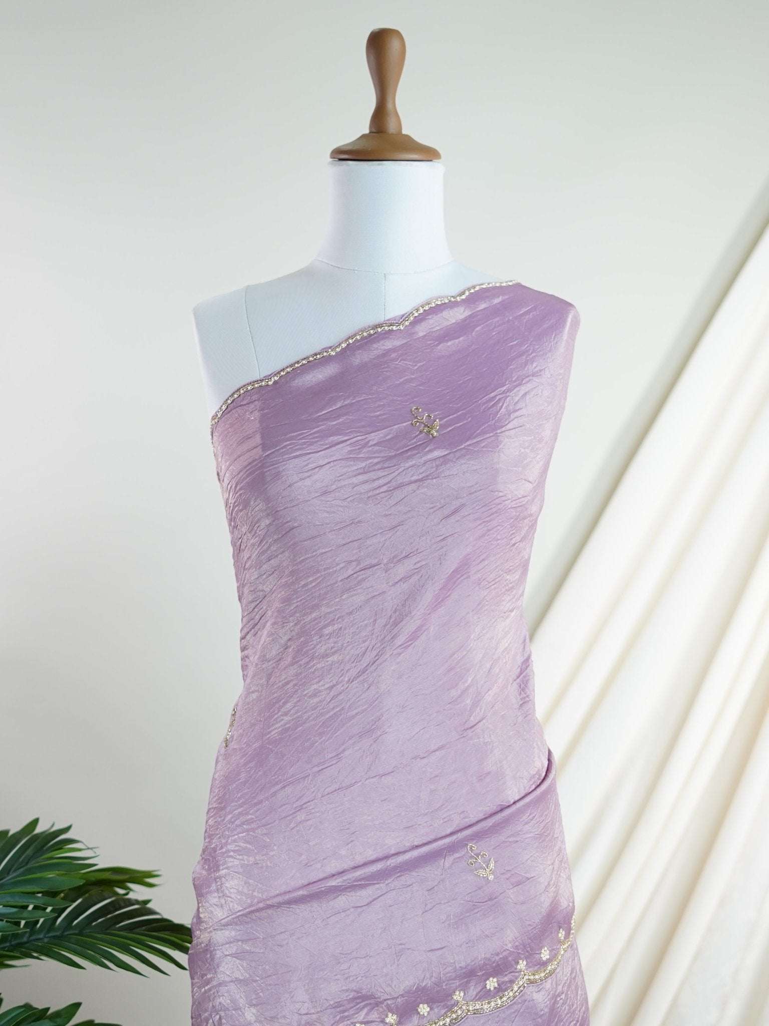 Semi Organza Mauve Semi Organza - Manoranjitham Weaves - Handloom Store