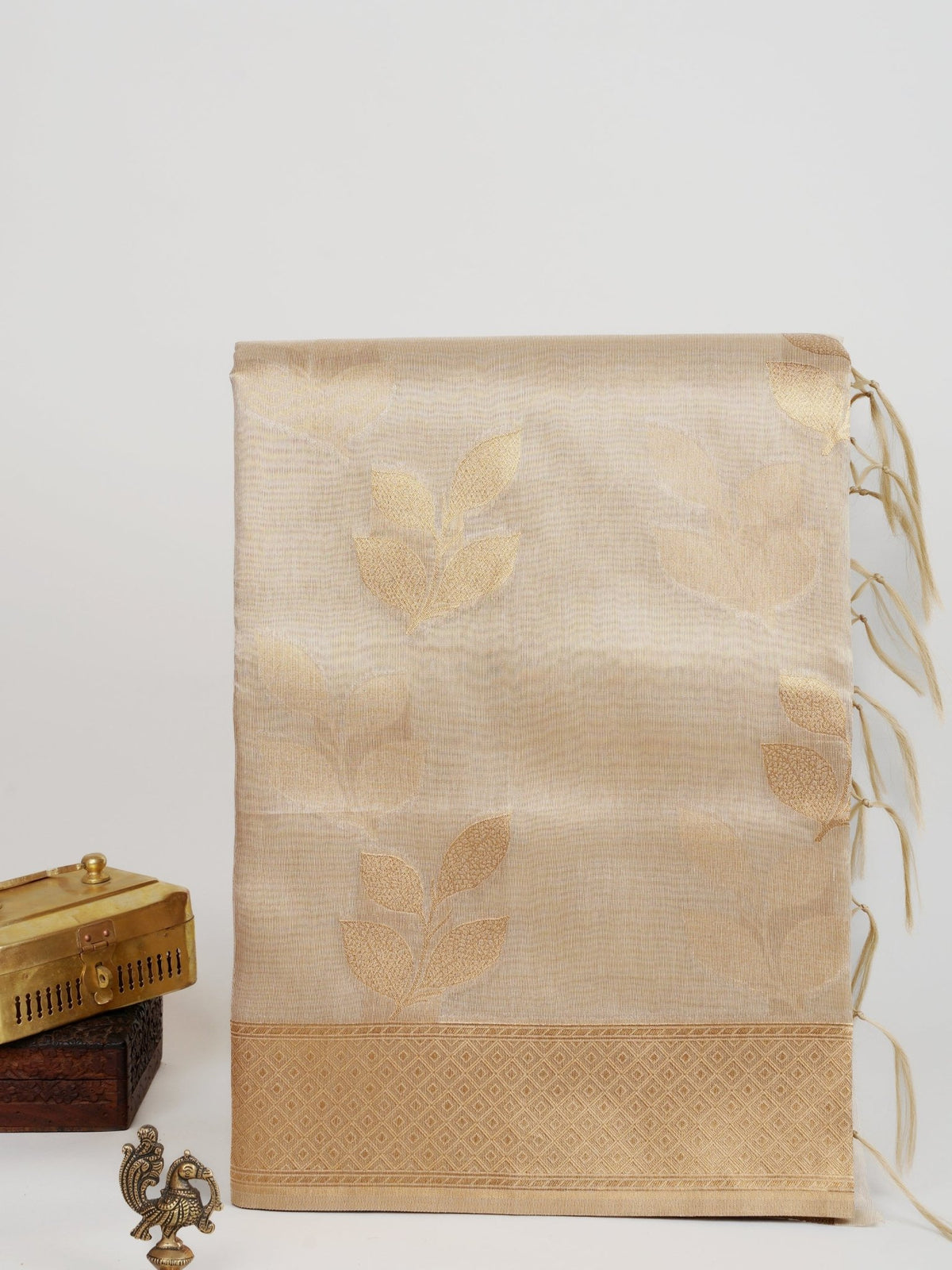 tissue Gold Kora Semi Tissue - Manoranjitham Weaves - Handloom Store