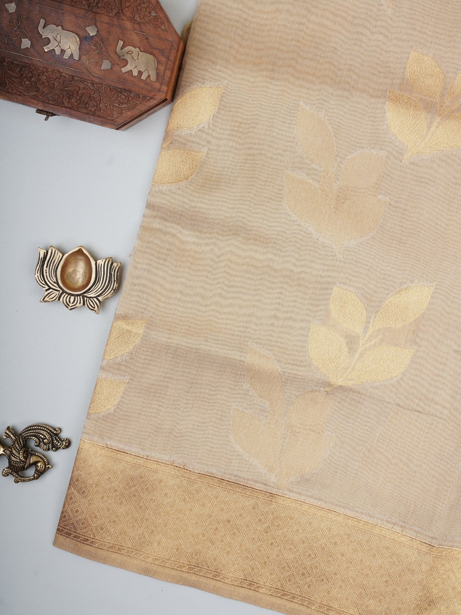 tissue Gold Kora Semi Tissue - Manoranjitham Weaves - Handloom Store