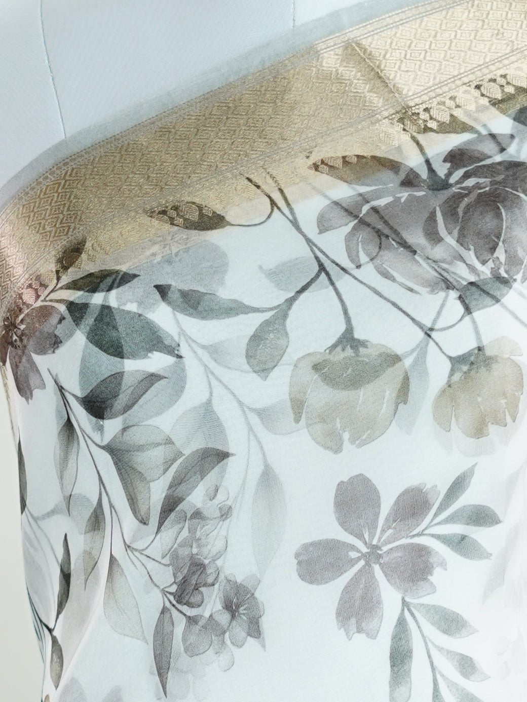 Organza White 100% Pure Organza Silk - Manoranjitham Weaves - Handloom Store