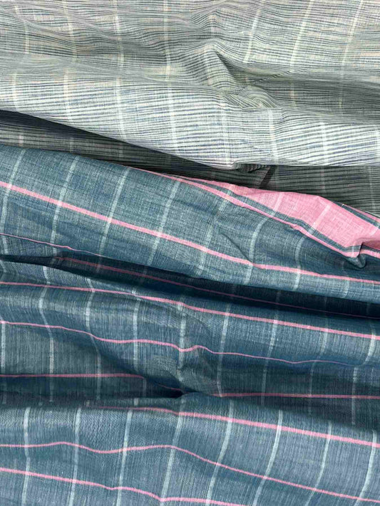 Bengal Cottons Teal 100% Pure Cotton - Manoranjitham Weaves - Handloom Store