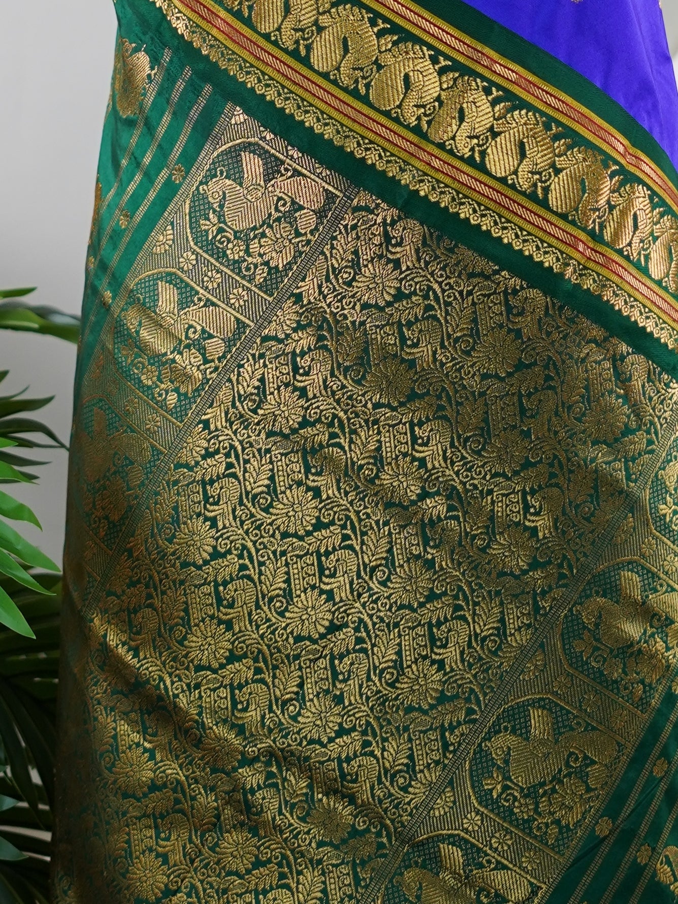 Narayanpet Blue 100% Pure Silk  - Manoranjitham Weaves - Handloom Store