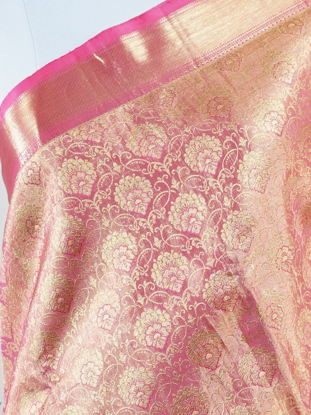 Kanchipuram Silk Blush Pink 100% Pure Silk  - Manoranjitham Weaves - Handloom Store