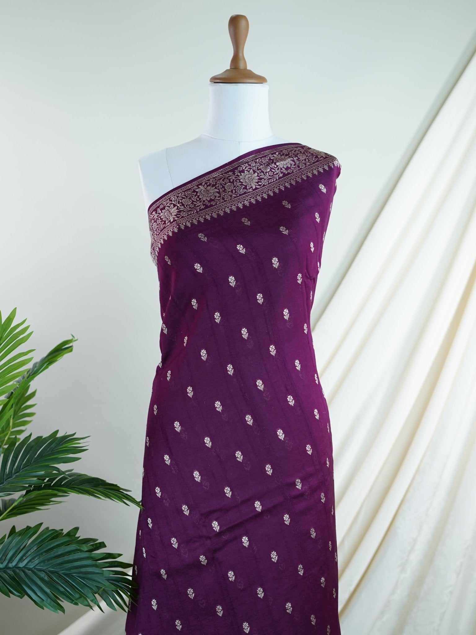 Georgette Maroon Tussar Georgette - Manoranjitham Weaves - Handloom Store