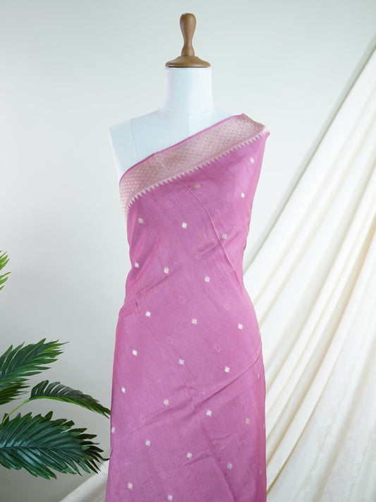 Georgette Baby Pink Tussar Georgette - Manoranjitham Weaves - Handloom Store