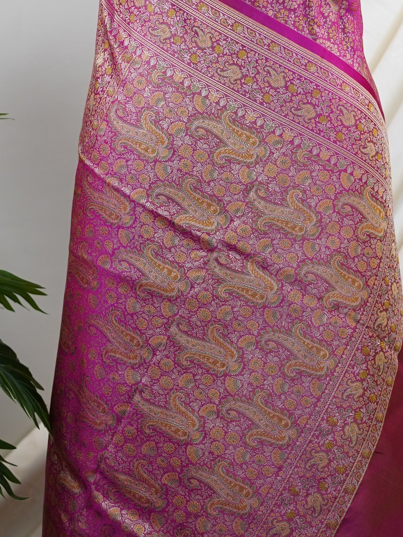 Katan Pink Semi Mushru - Manoranjitham Weaves - Handloom Store