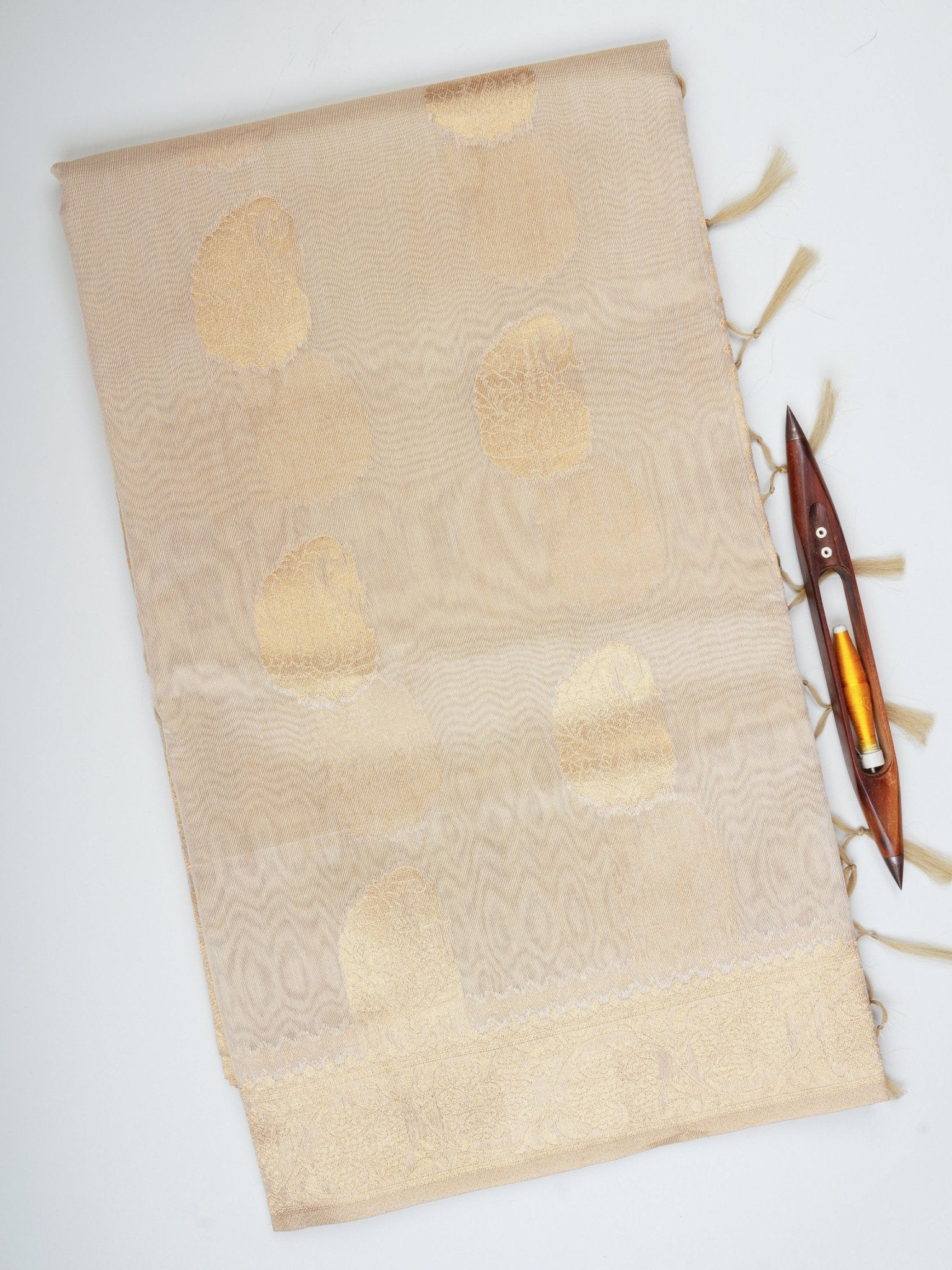 tissue Gold Kora Semi Tissue - Manoranjitham Weaves - Handloom Store