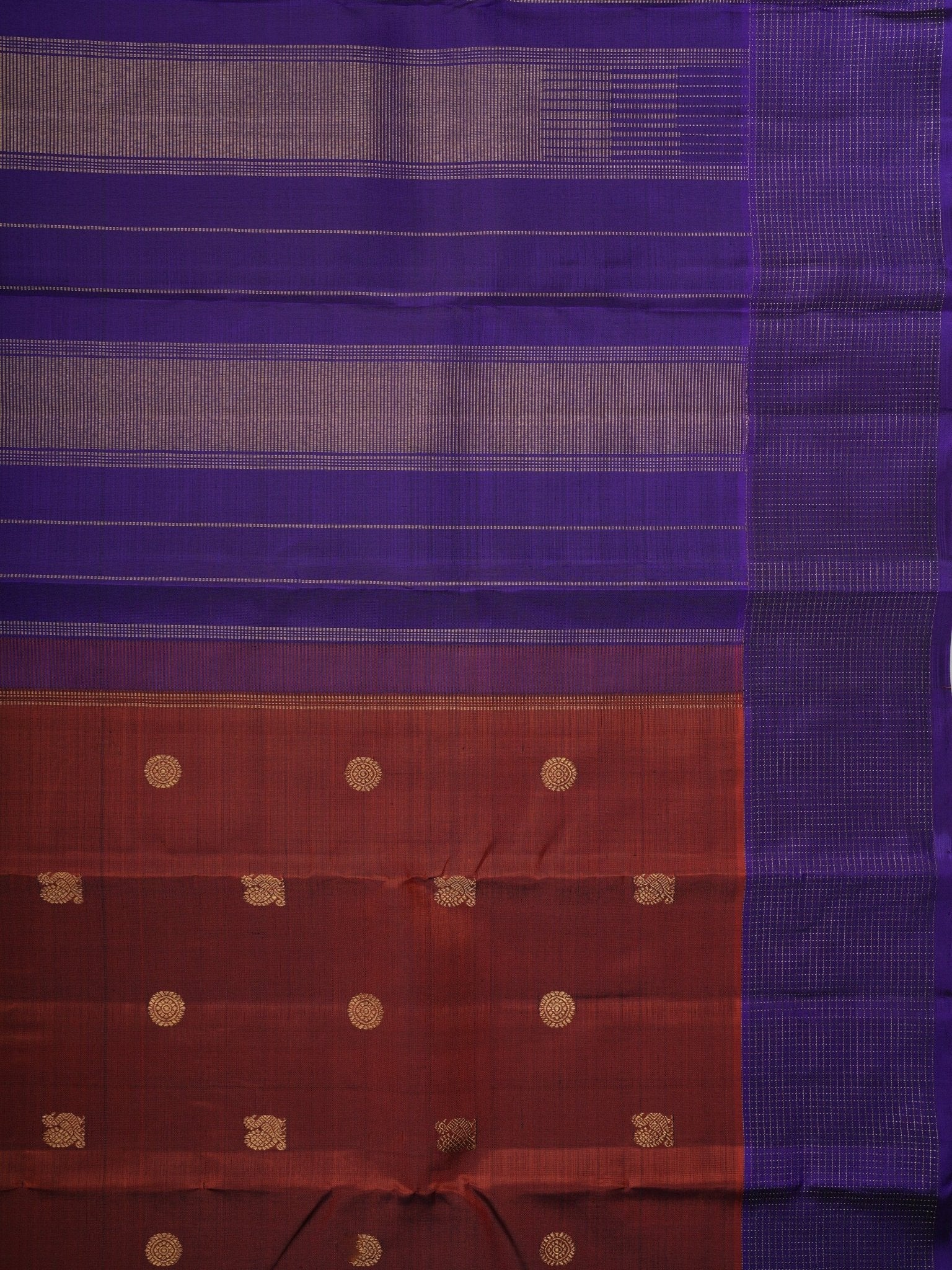 Kanchipuram Silk Brown 100% Pure Silk  - Manoranjitham Weaves - Handloom Store
