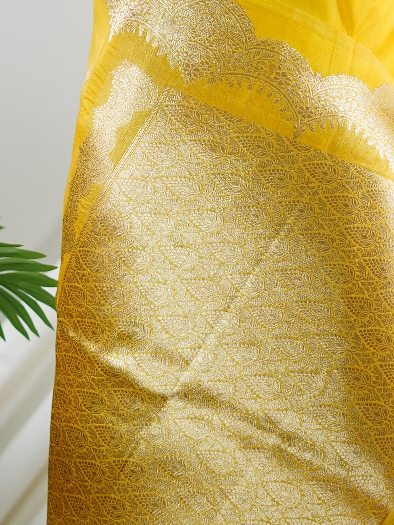 Katan Yellow 100% Pure Katan Soft Silk - Manoranjitham Weaves - Handloom Store