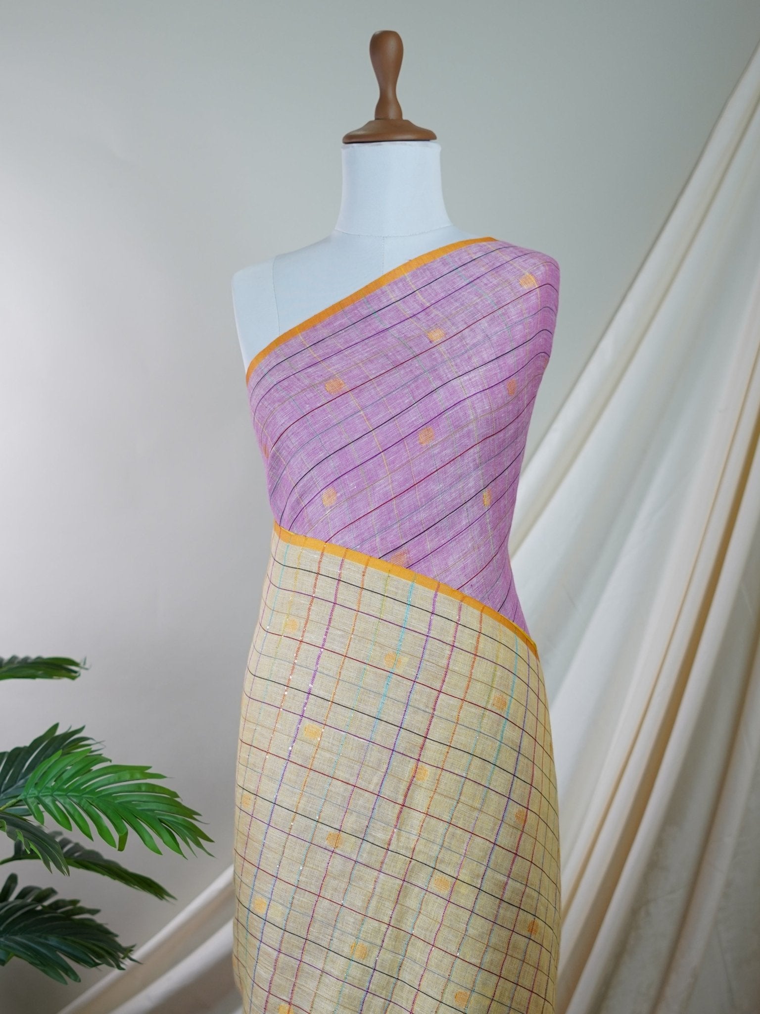 Linen Light Pink 100% Pure Linen - Manoranjitham Weaves - Handloom Store