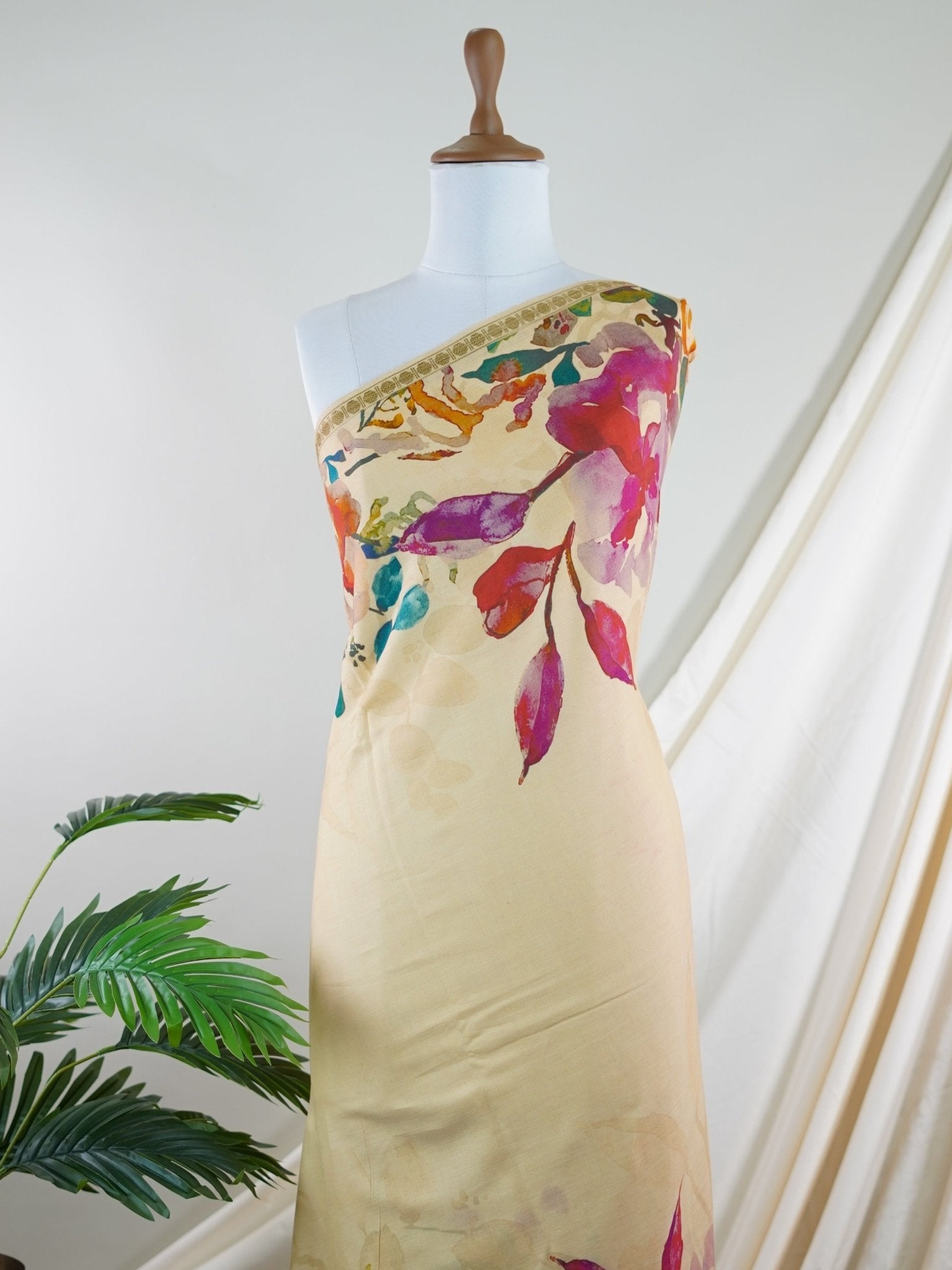 Handspun Cotton Cream 100% Pure Cotton - Manoranjitham Weaves - Handloom Store