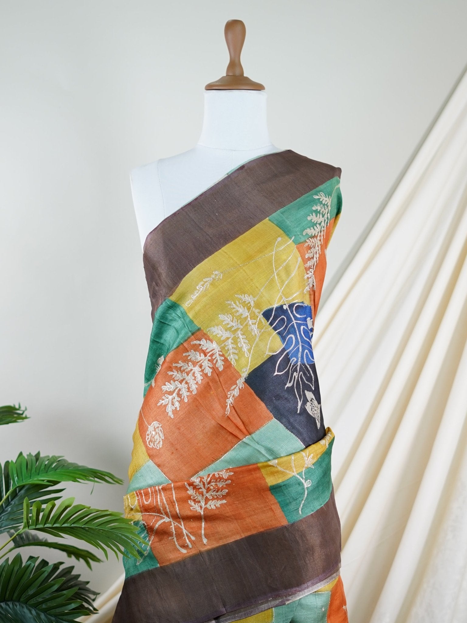 Tussars Light Orange 100% Pure Tussar - Manoranjitham Weaves - Handloom Store