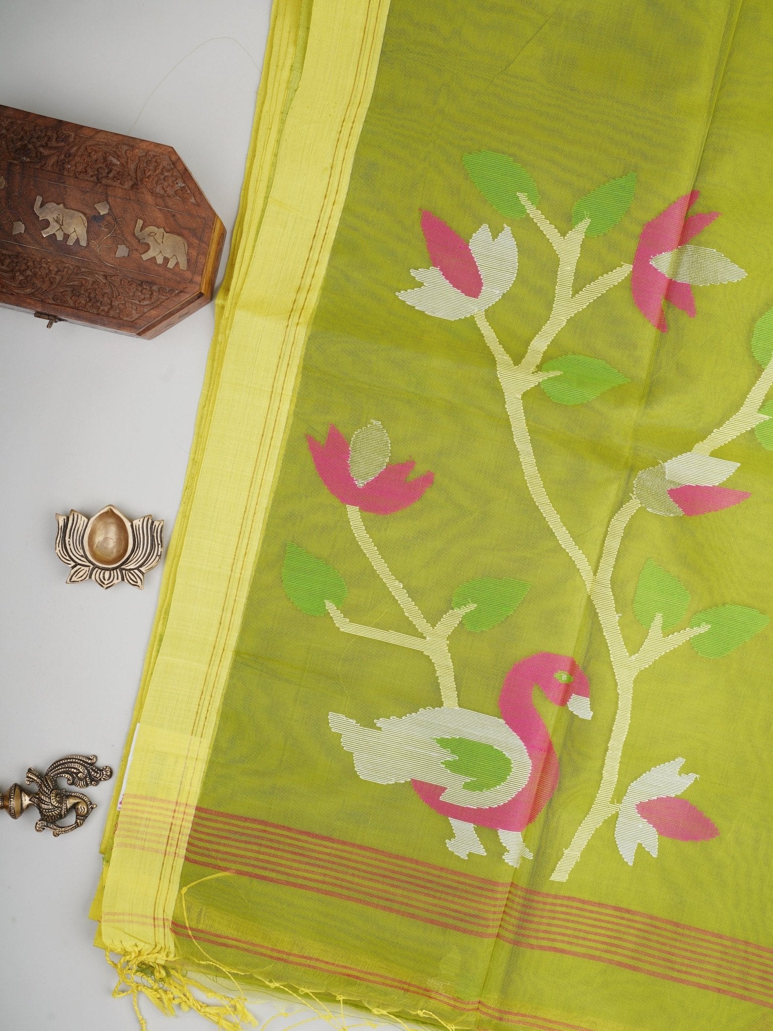 Cotton Green 100% Pure Cotton - Manoranjitham Weaves - Handloom Store