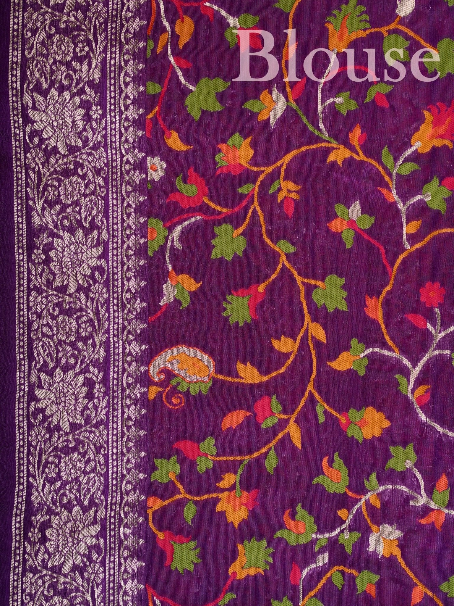 Georgette Purple Tussar Georgette - Manoranjitham Weaves - Handloom Store
